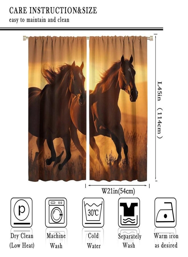 YCness Horse Window Curtains, Western Wild Galloping Horses Curtains for Living Room,Rustic Farm Animal Cowboy Running Horse Drapes 2 Panel Sets,42x45 Inch - Image 2